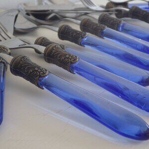 INOX EME Contemporary Juicy Blue Acrylic Cutlery Flatware Set